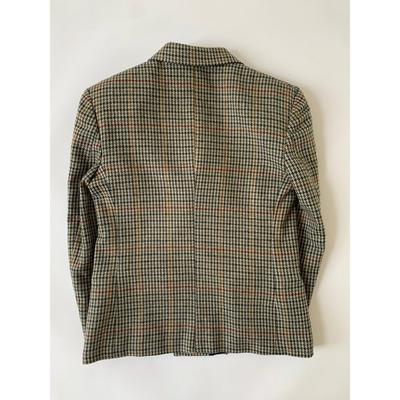 Vintage Wool Blend Plaid Houndstooth Academia Cropped Blazer size XS to Small - Picture 3 of 9